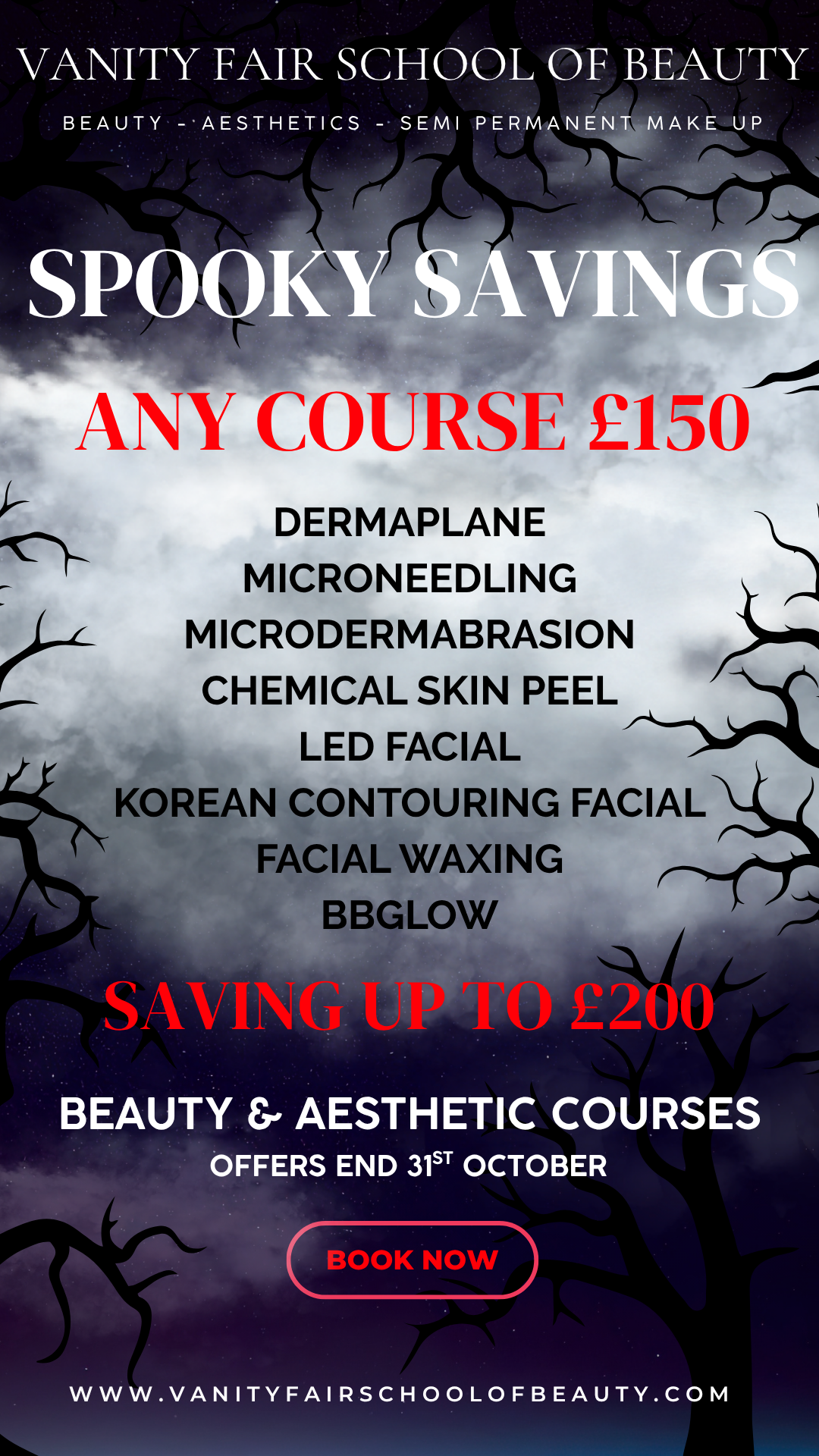 HALLOWEEN OFFERS - BOOK ANY COURSE FOR £150